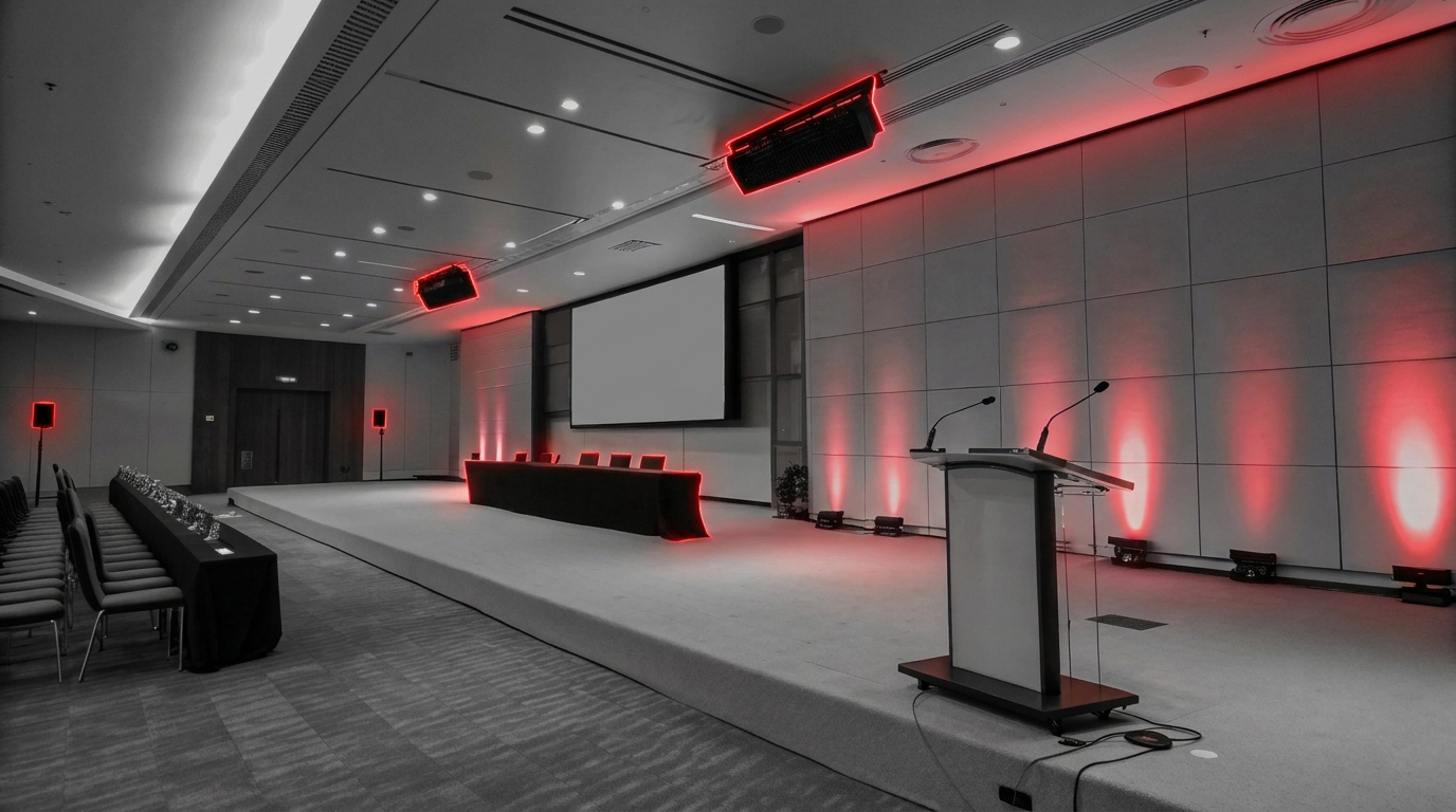 Projector and conference audio equipment in a hall
