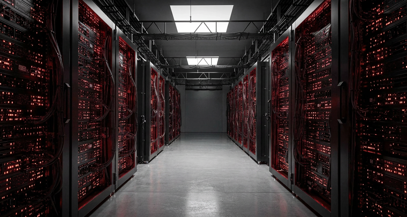 Network switches and routers in a server room